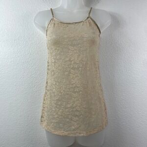 Vixen Womens Sesame Beige Floral Lace Sheer Camisole Top‎ 62356 Size Large